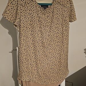 Fortune And Ivy Women's Beige Polka Dot Top